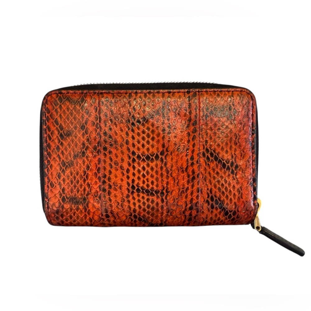 Mcm Authentic Orange & Black Python & Leather Wal… - image 2